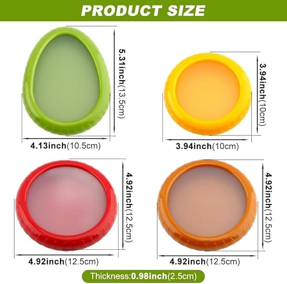 Fruit Saver - Set of 4 Reusable Storage Containers for Fridge - Ideal for Avocado, Tomato , Garlic, Onions, Lemons, and Potatoes