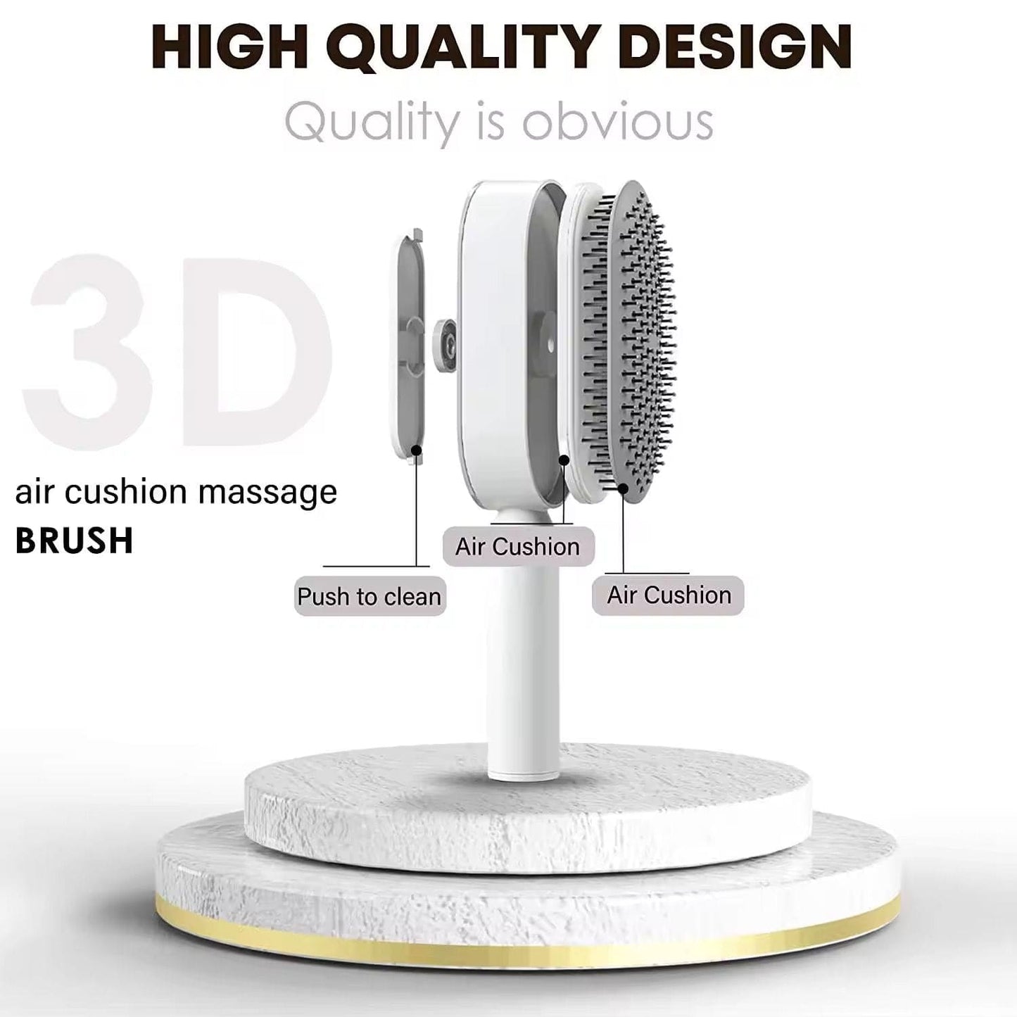 Self Cleaning Hair Brush, 3D Air Cushion Hair Brushes , Airbag Massage , Hair Brush, wall Stand, (White)