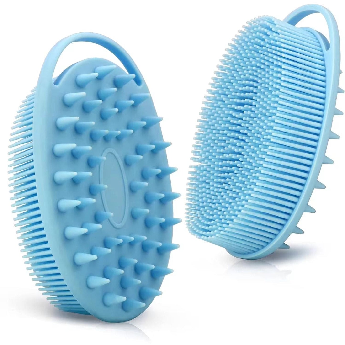 Upgrade 2 in 1 Bath and Shampoo Body Brush, Silicone Exfoliating Body Scrubber for Use in Shower, Premium Silicone Loofah, Head Scrubber, Scalp Massager, Easy to Clean
