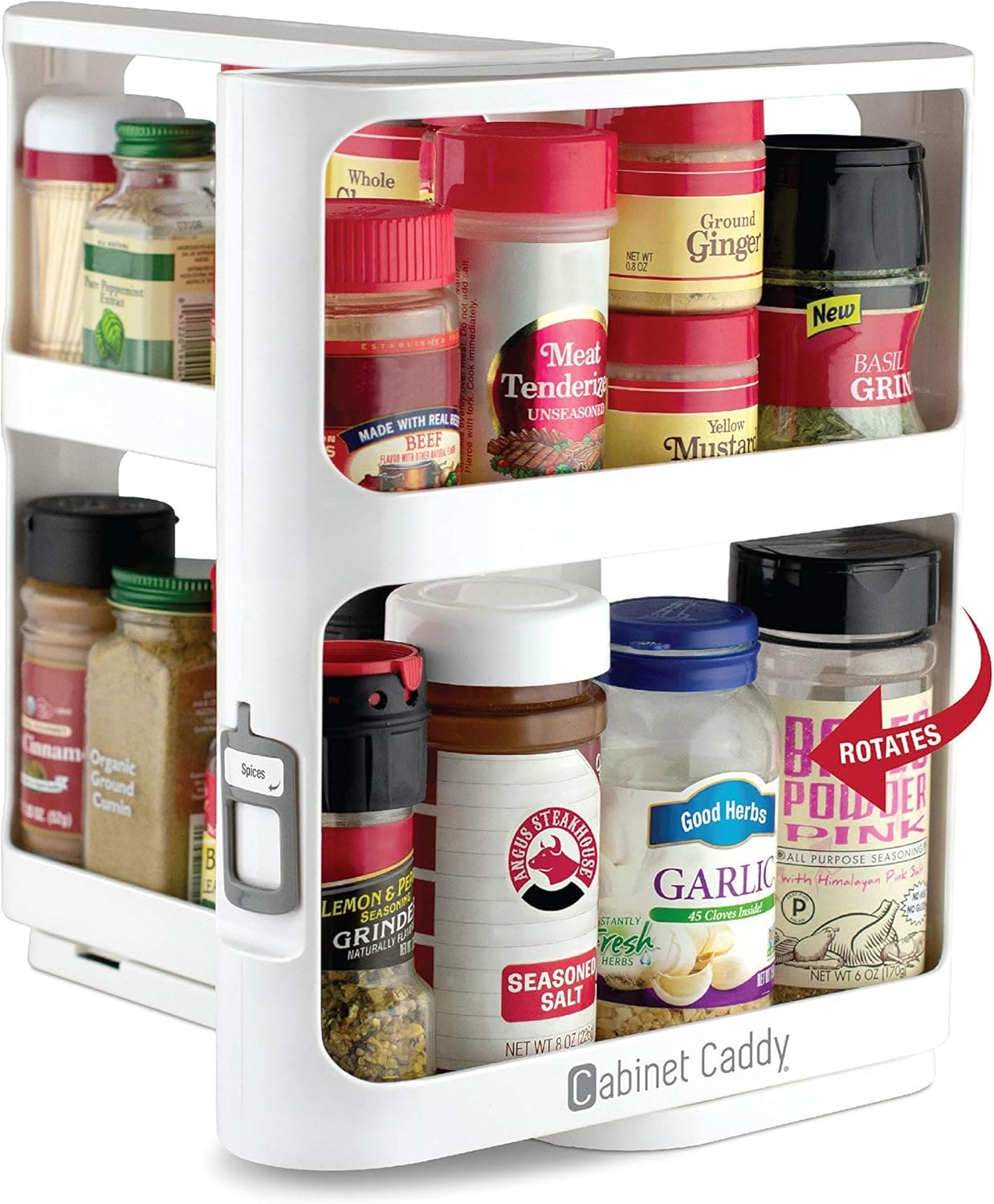 Spice Rack Organizer for Cabinet - Slide & Rotate Kitchen Organizers and Storage - 2 Double-Decker Shelves