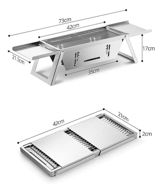 Foldable Stainless Steel BBQ Charcoal  Heavy Duty for  Outdoor Barbecues Camping Traveling  & Carry Bag Included