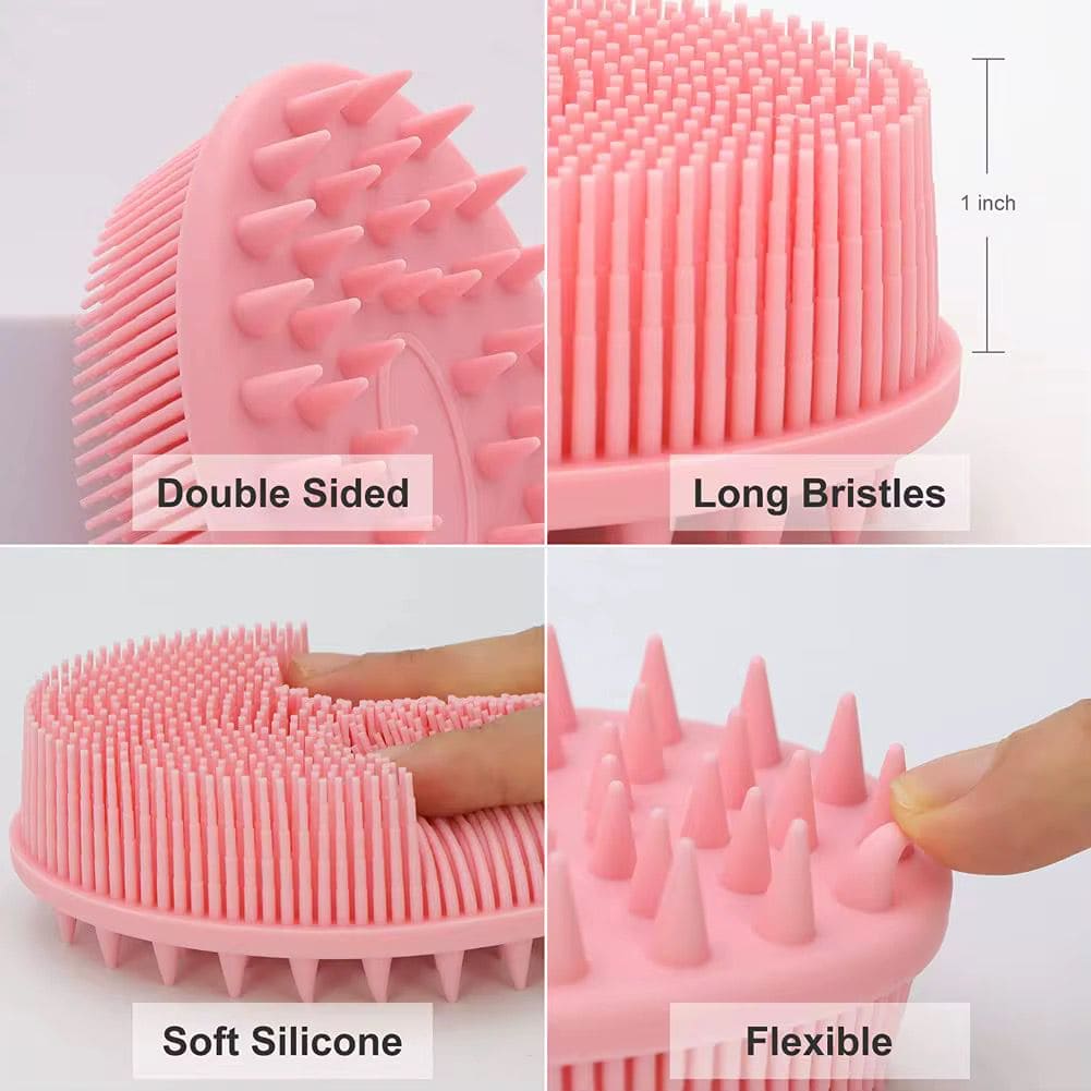 Upgrade 2 in 1 Bath and Shampoo Body Brush, Silicone Exfoliating Body Scrubber for Use in Shower, Premium Silicone Loofah, Head Scrubber, Scalp Massager, Easy to Clean